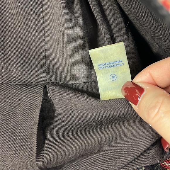 Plaid belted tweed large button peplum hem lined jacket Sz S/M Red/Brwn - Picture 14 of 14